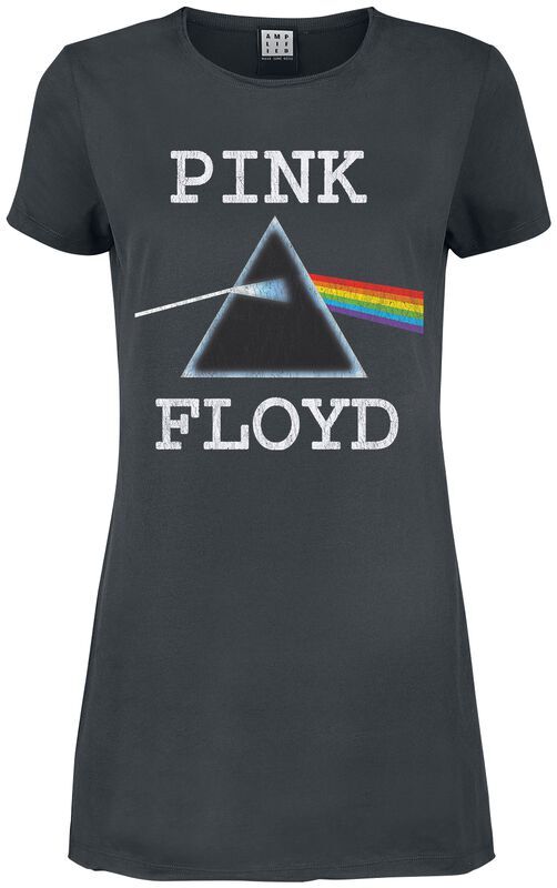 Amplified Women’s Dark Side Of The Moon Pink Floyd Short Dress Charcoal