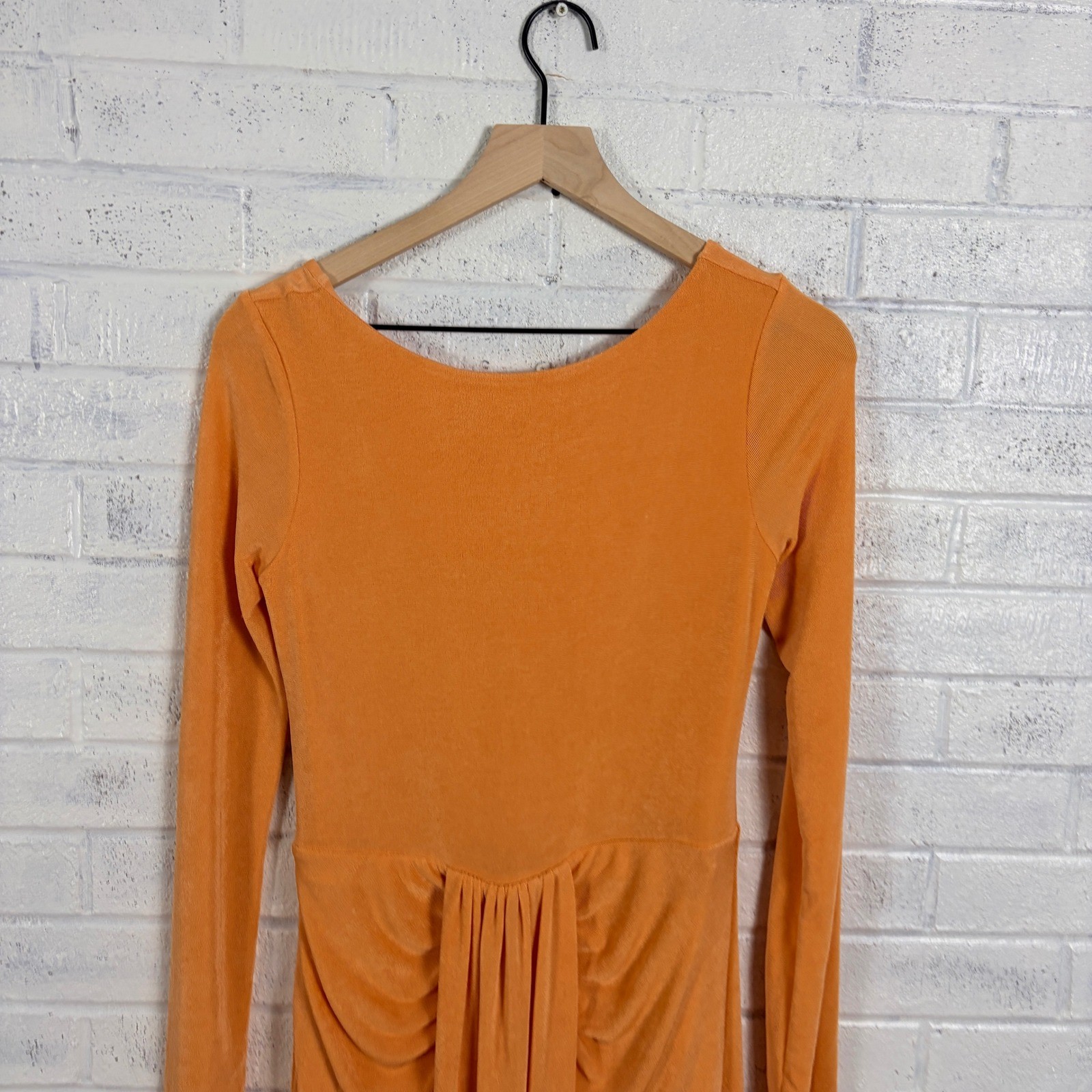 Significant Other Dakota Maxi Dress Womens 6 Apricot Orange Long Sleeve Ruched
