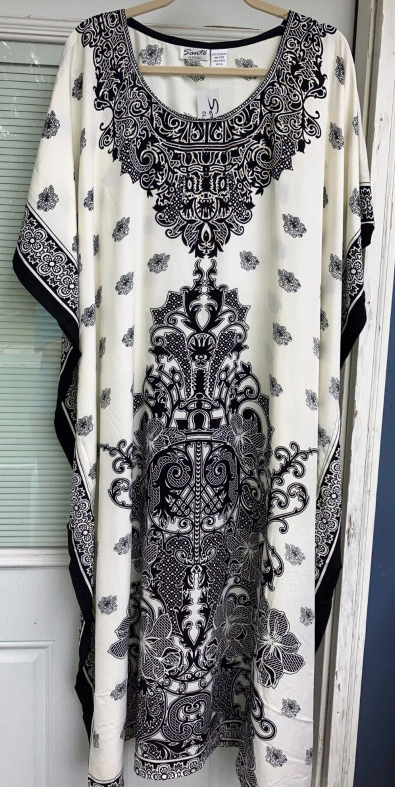 NEW NWT MUMU 2X 3X SANTE KAFTAN CAFTAN HOUSE DRESS BLACK & WHITE #HJ