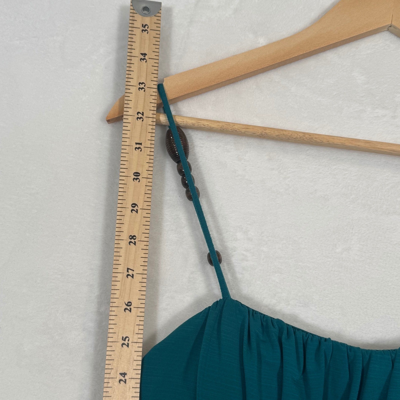 BCX Teal Blue Beaded Strap Bubble Hem Babydoll Tunic Dress Size S