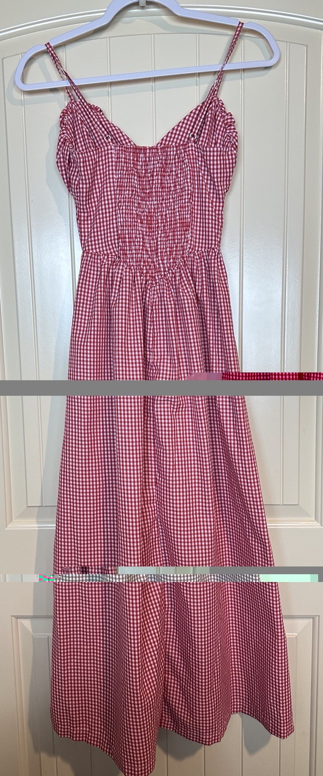 Sim & Sam Red check Gingham bisque waist maxi dress XS Western Cowgirl Country