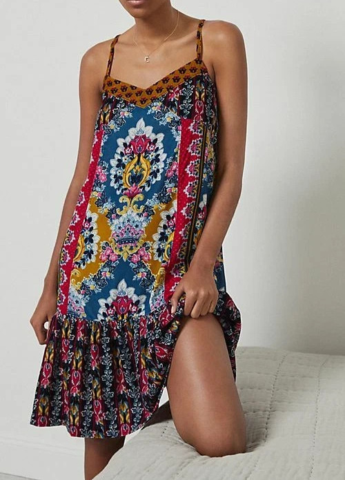 ANTHROPOLOGIE Zadie Multicolored Velvet Slip Dress Size XS