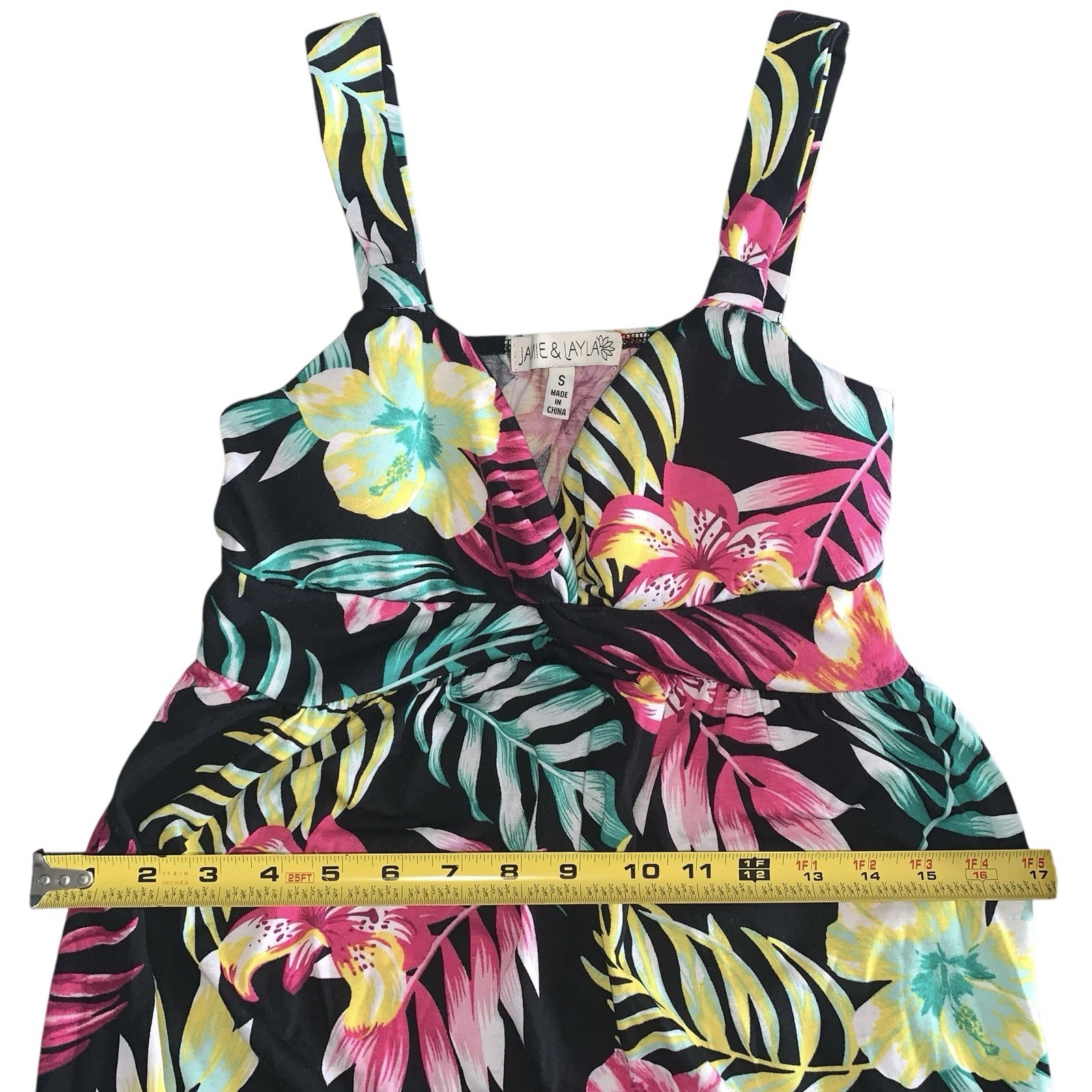 Jamie & Layla Small Multicolor Tropical Floral Printed Long Dress 95% Polyester