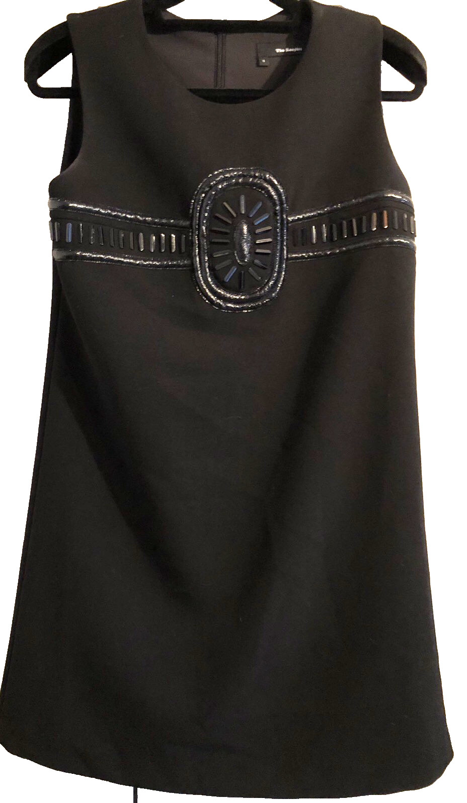 The Kooples Dress Women’s Size 6 Black Sleeveless Embellished Shift Quiet Luxury