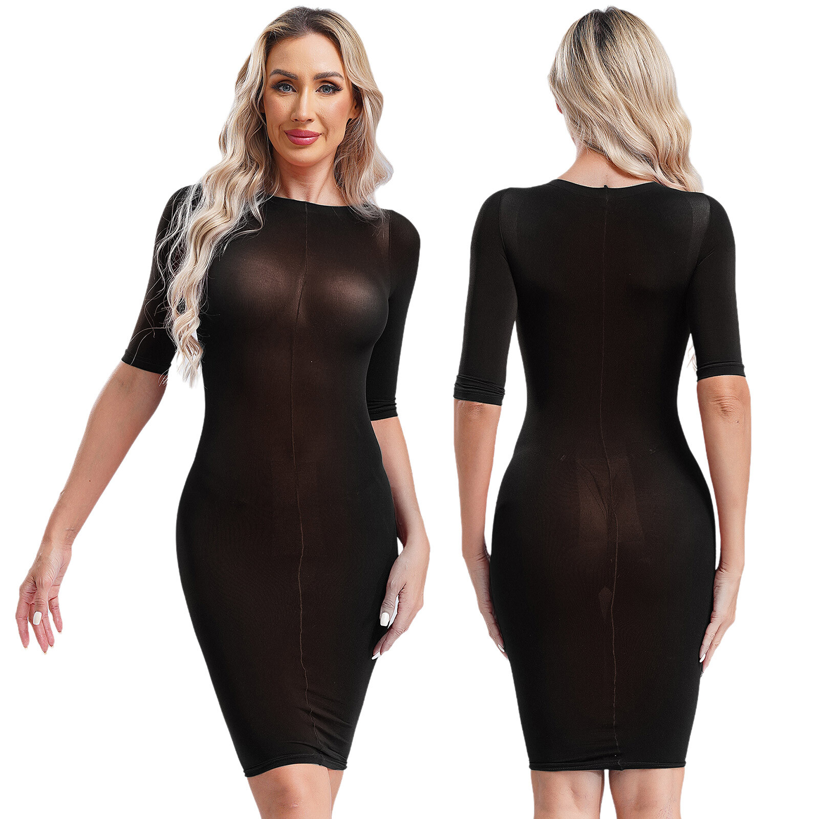 US Women Nightdress Bodycon Dresses Mesh Dress Sexy Lingerie Short Sleeve Outfit