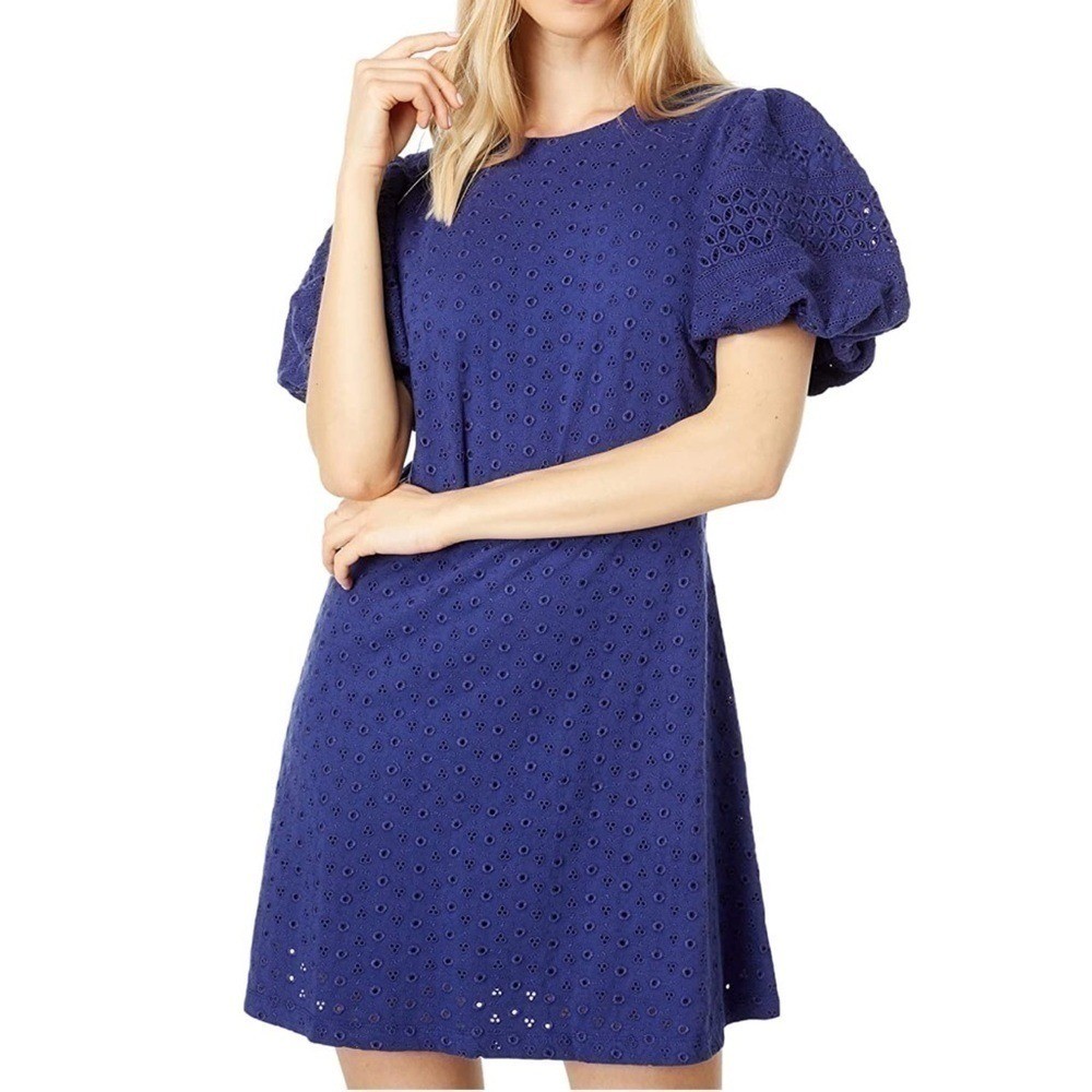 Free People Women’s Apricot Rose Eyelet Mini Dress Blue Size Small