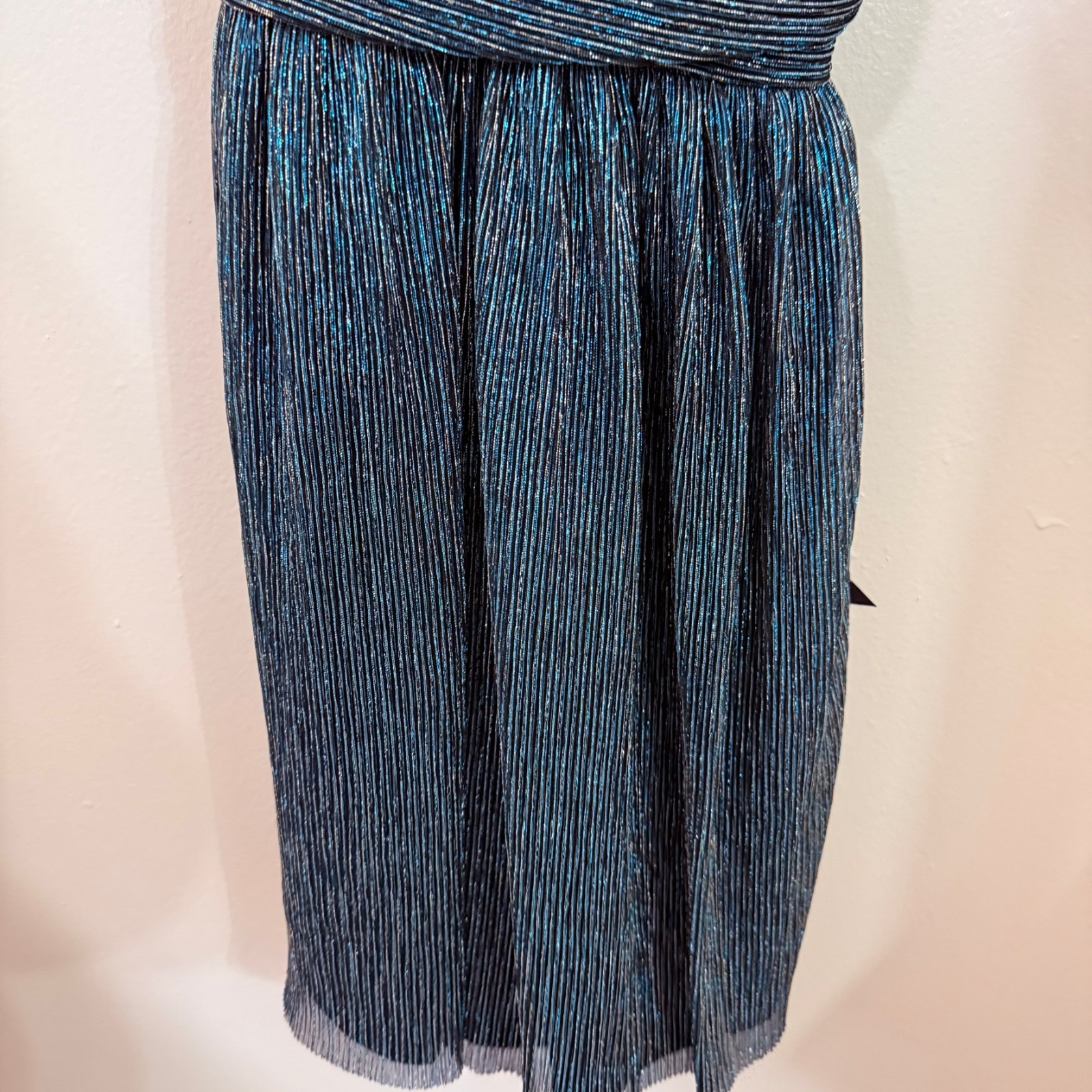 Lulus New With Tags Pleated Metallic Blue Sleeveless Fit&Flare Mini Dress Size S