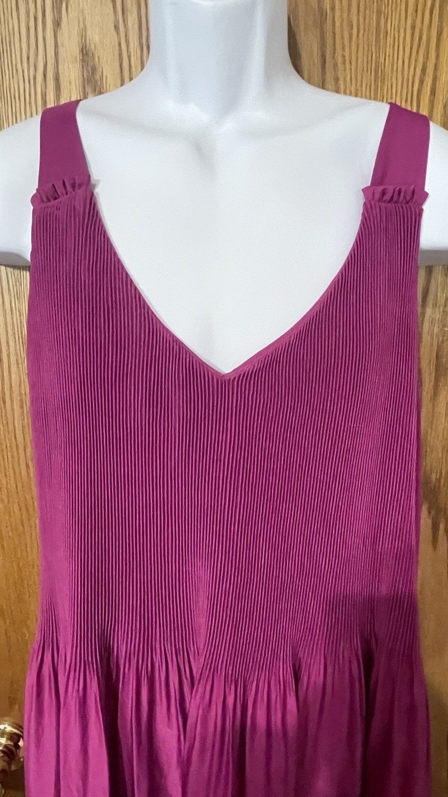 Oliver Bonas Size 6 Purple Swing Satin Midi V Neck Dress