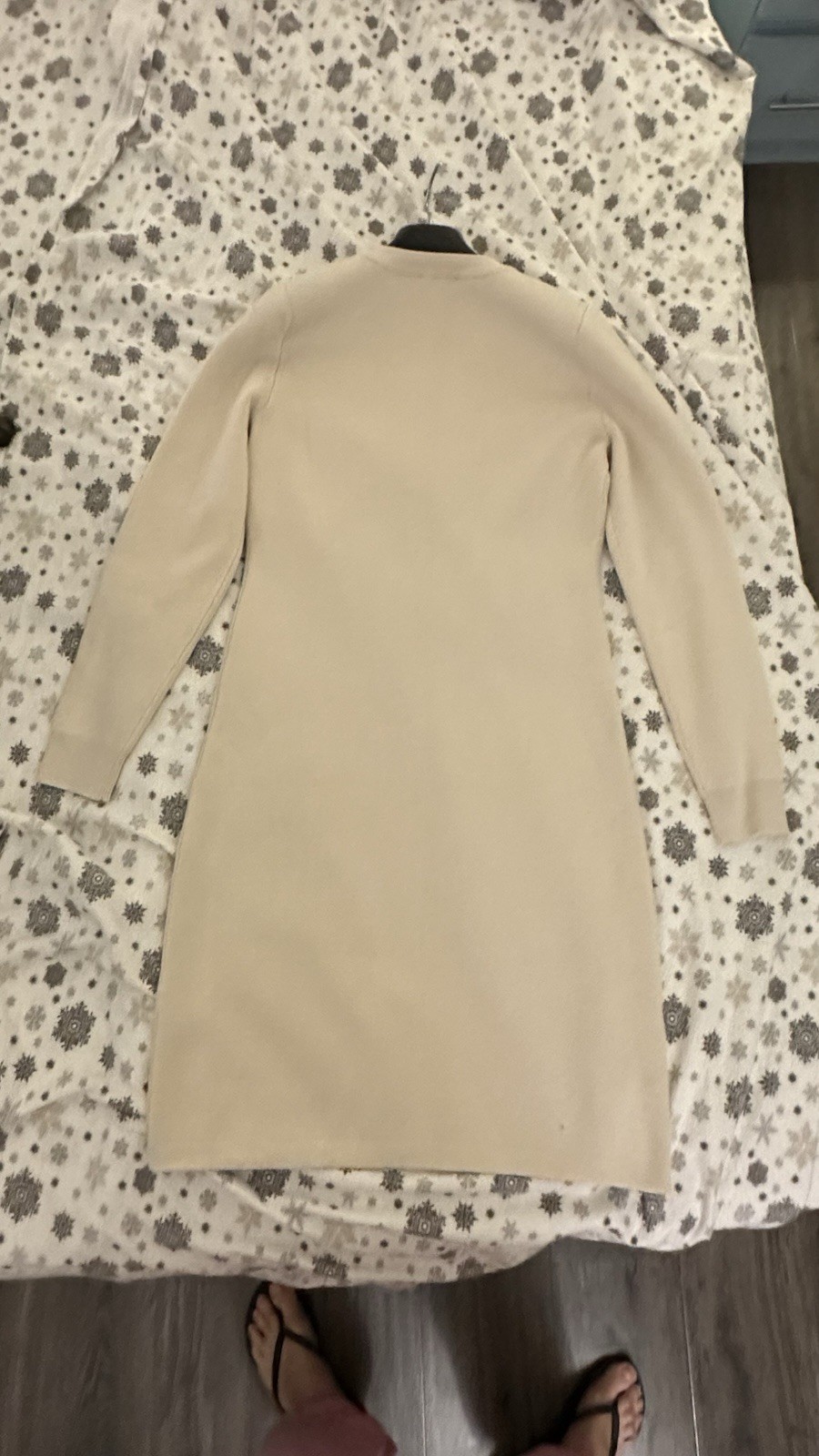 Calvin Klein Beige CK Logo Knit Sweater Dress Crew Neck Long Sleeve Stretch S