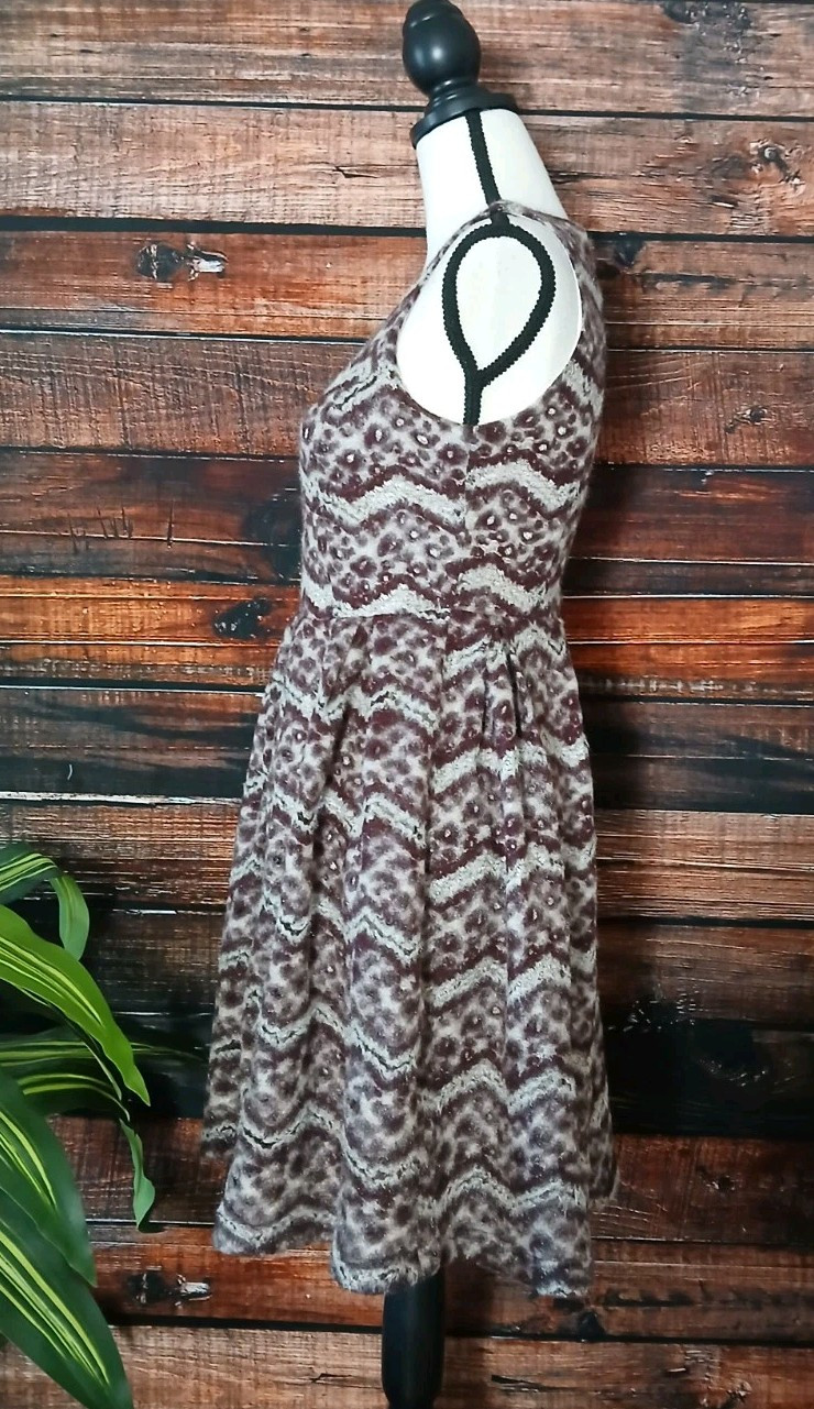 Hem & Thread Dress Size Medium Fit & Flare Lined Soft Fuzzy Leopard Print