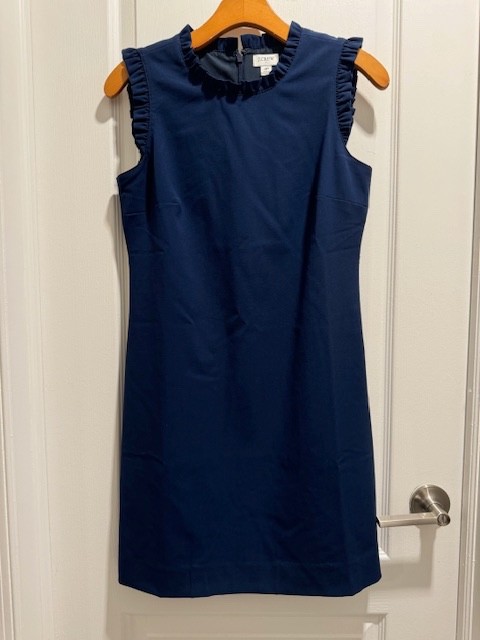 J. Crew Factory Women’s Ruffleneck Suit Dress Shift in Antique Navy Blue NWT!