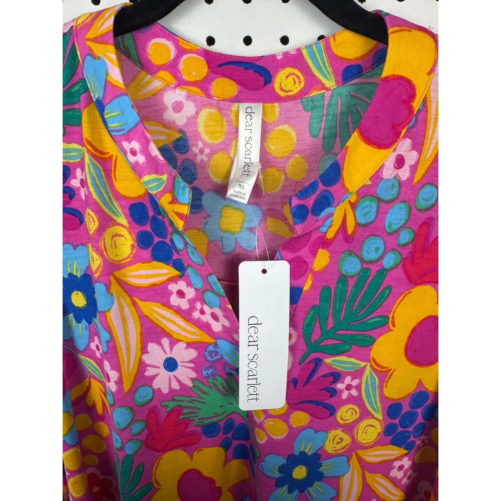 Dear Scarlett NWT Pink Floral Lizzy Dress XL Dopamine Maximalist Colorful