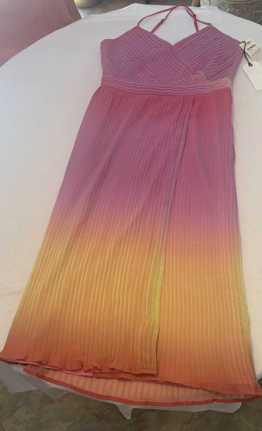 LEITH Nordstrom Sleeveless Pleated Ombré Gradient Pink Lemonade Sundress Y2K (M)