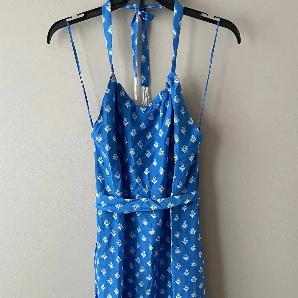 Anthropologie Rachel Antonoff Rainey Halter Maxi Dress Jam Jars Blue Size XS NWT
