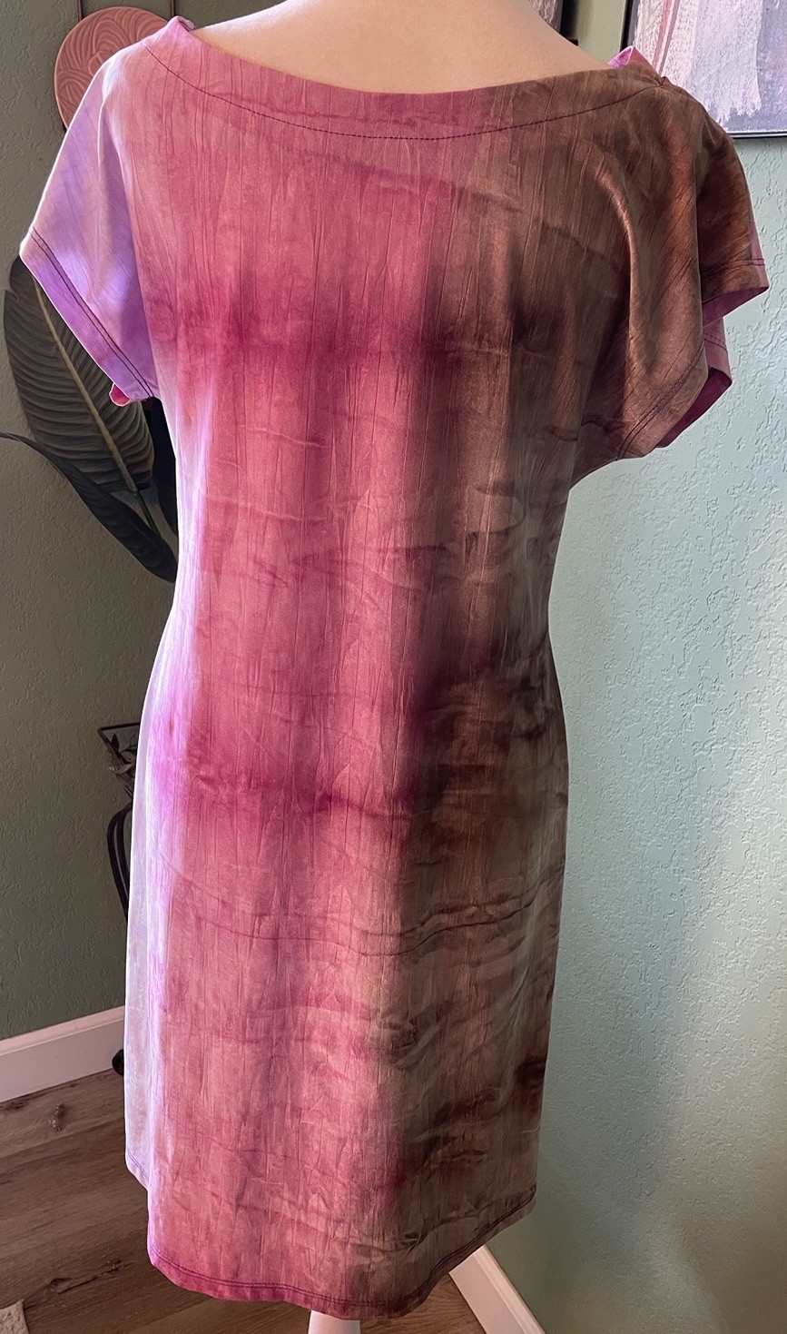 J Les Modes ASM Fashions Cowl Neck Shift Silhouette Tie Dye Medium