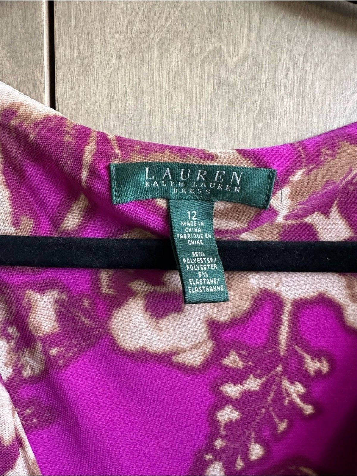 Ralph Lauren Pink Floral Ruched Sheath Dress Size 12 Faux Wrap Office Cocktail