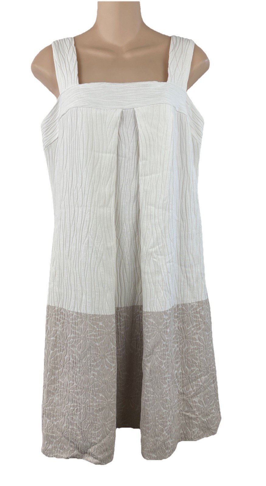 Original Milly New York Sz S Pini Dress Sleeveless Ivory Beige Square Neck Pleat