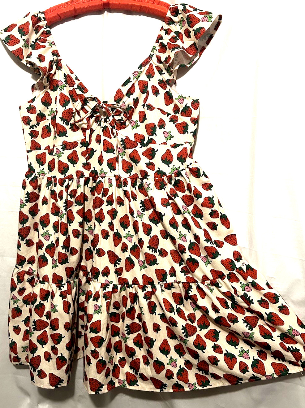 Cider Dress 1XL New Darling Strawberry Print Coquette Babydoll Mini Sundress NWT
