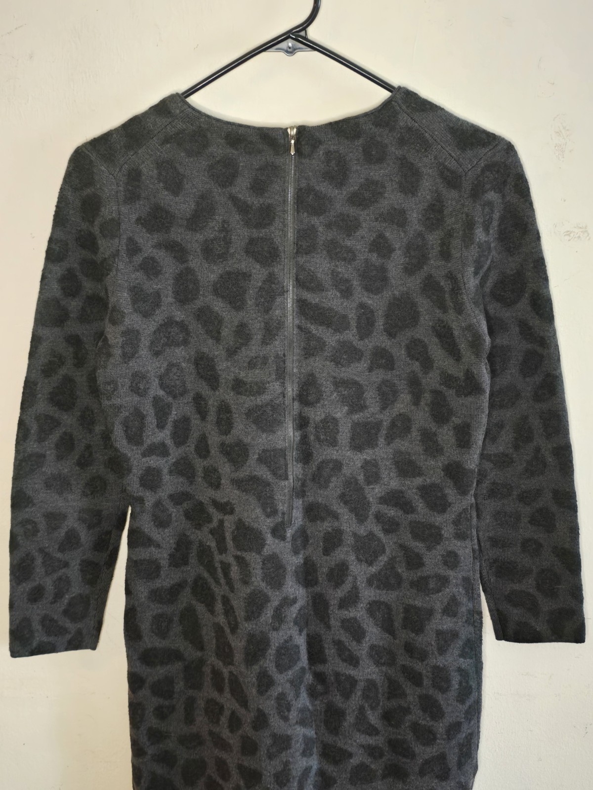 3.1 Phillip Lim Leopard Wool Sheath Dress Women’s Medium Black Gray Designer