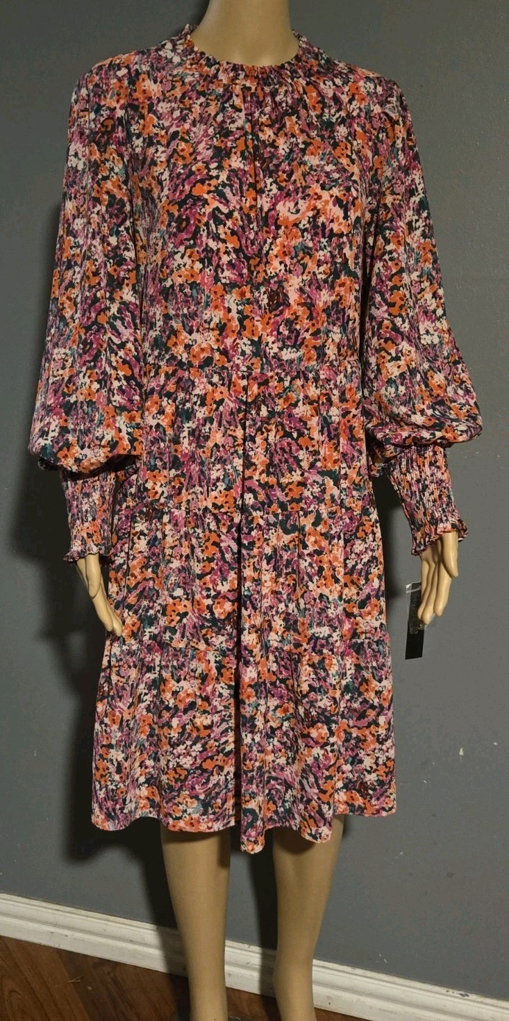 Maia Womens Long Sleeve Multicolor Tunic Dress Size 14 NWT