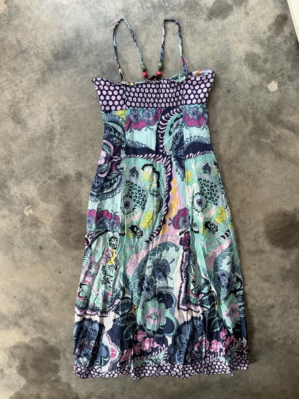 Y2K Boho Halter Maxi Dress | Patchwork Floral Empire Waist Sundress