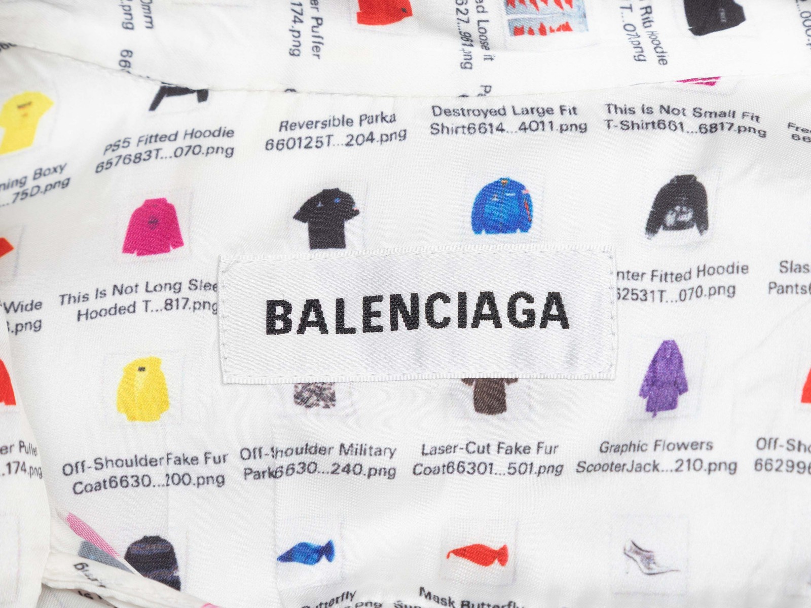 White & Multicolor Balenciaga Spring/Summer 2022 Allover Print Dress Size US L