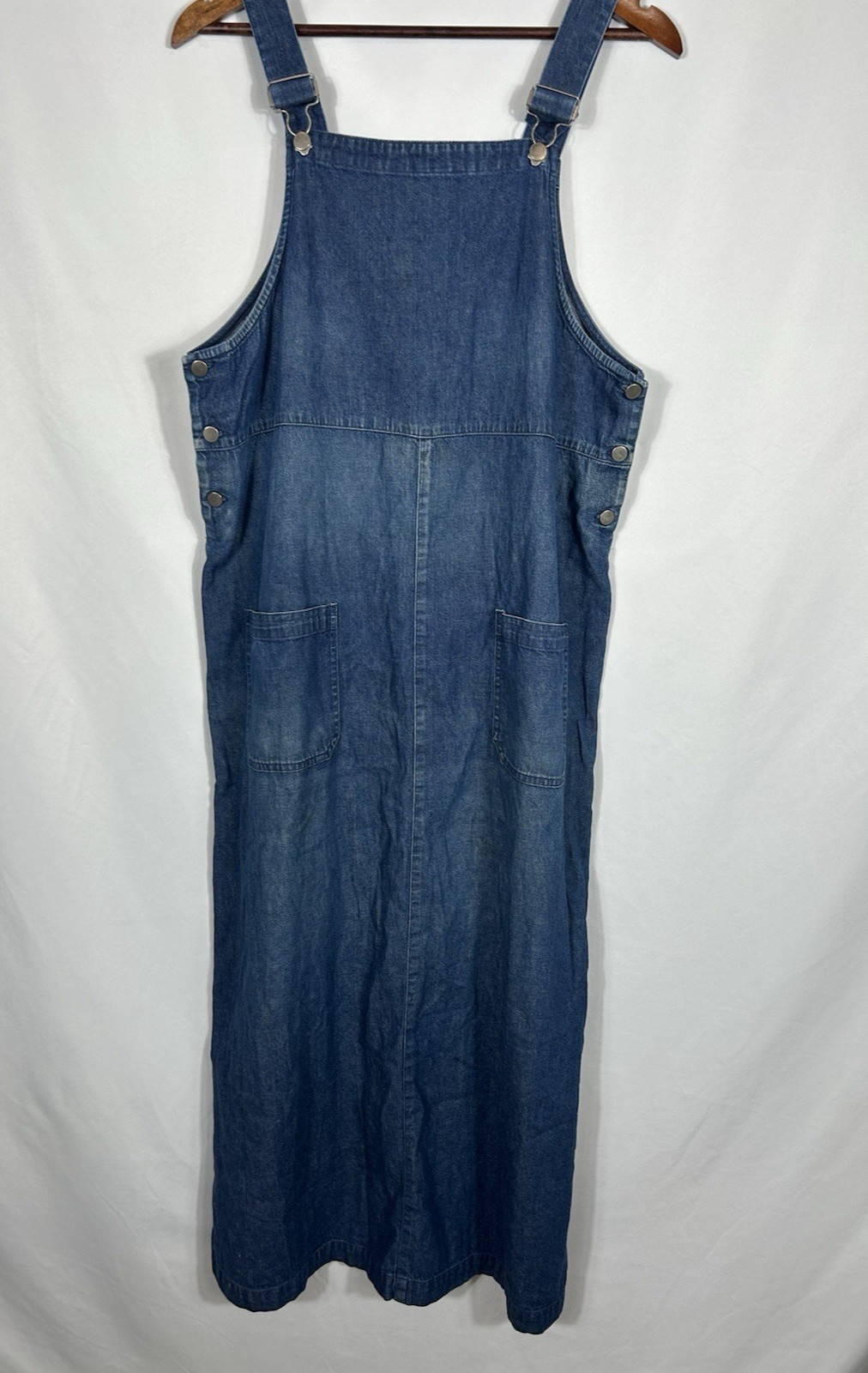 Vintage Westbound Cottagecore Denim Overall Jumper Bib Maxi Dress Size L Prairie