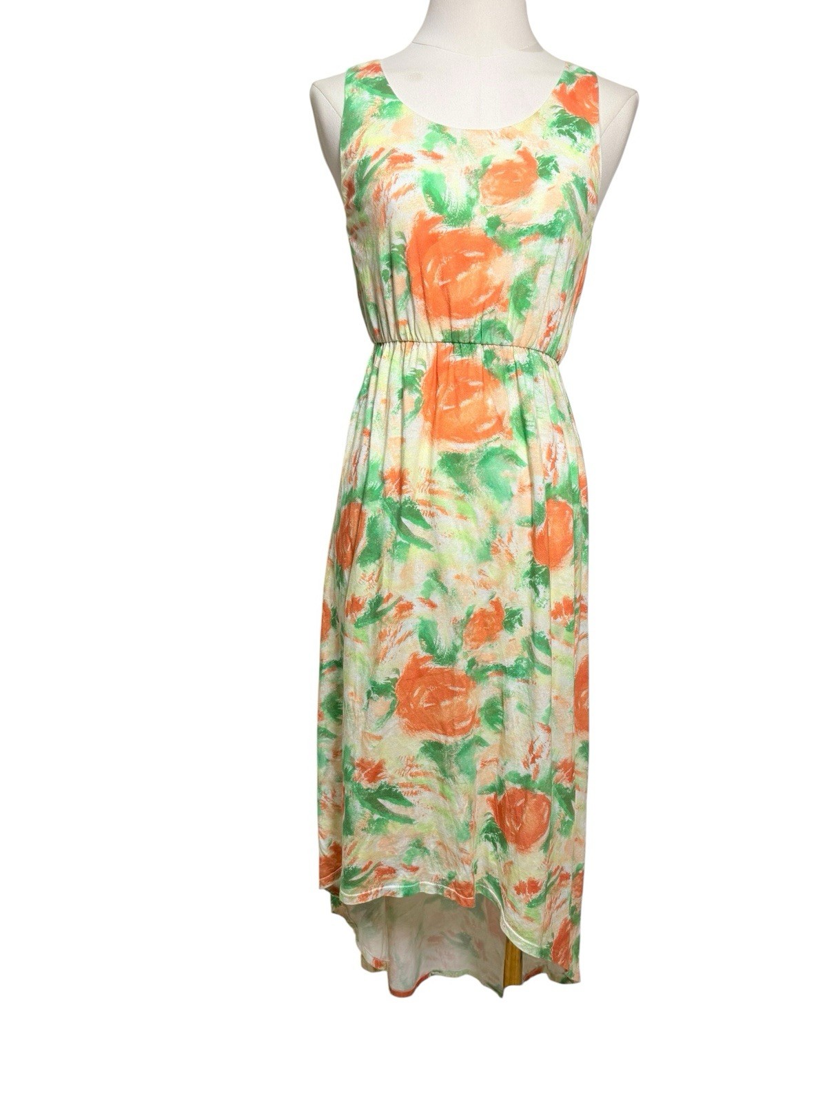 Alice + Olivia Kelty High Low Floral Tank Dress Watercolor Print Size 0