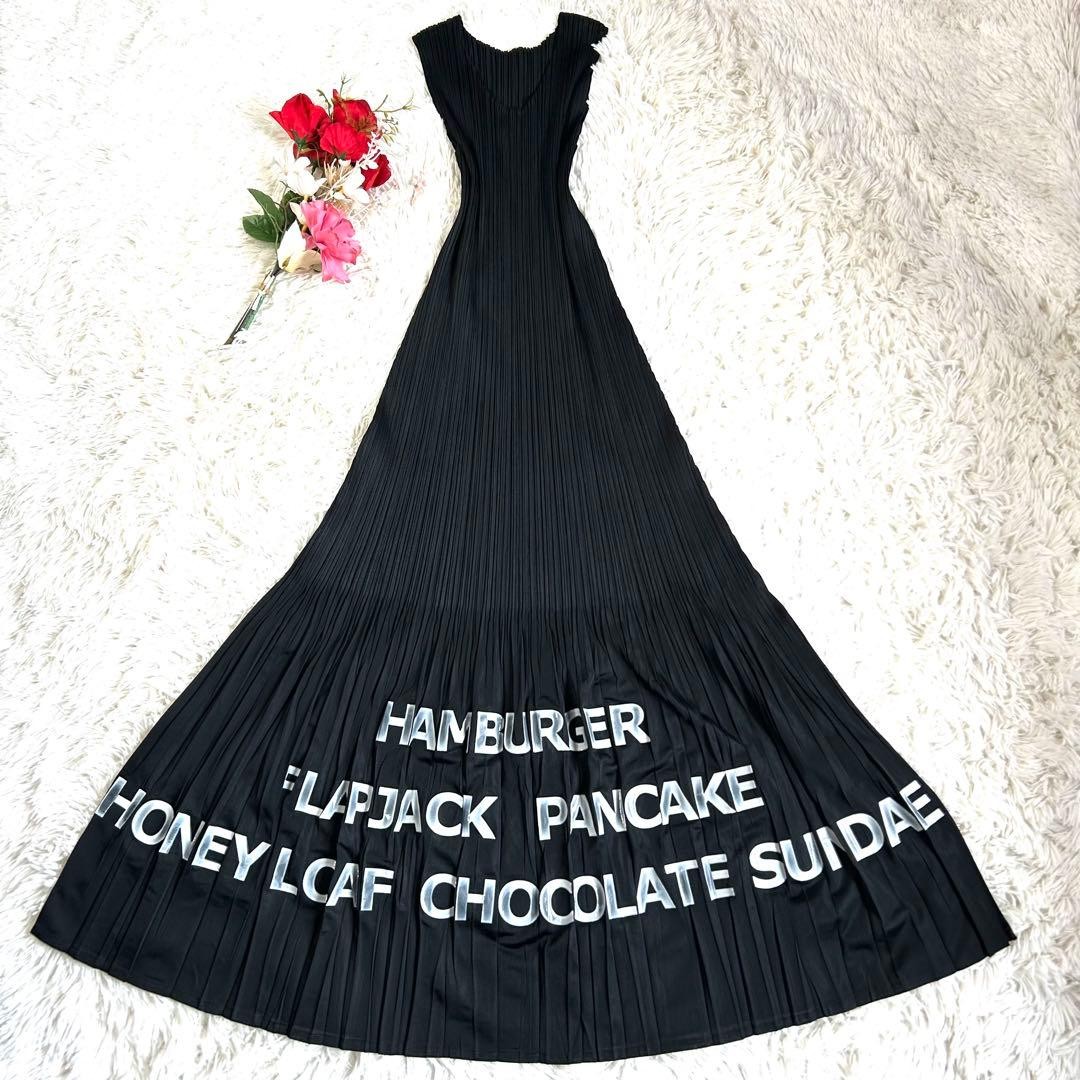 PLEATS PLEASE ISSEY MIYAKE A-Line Sleeveless Maxi Dress Hem Design Black L