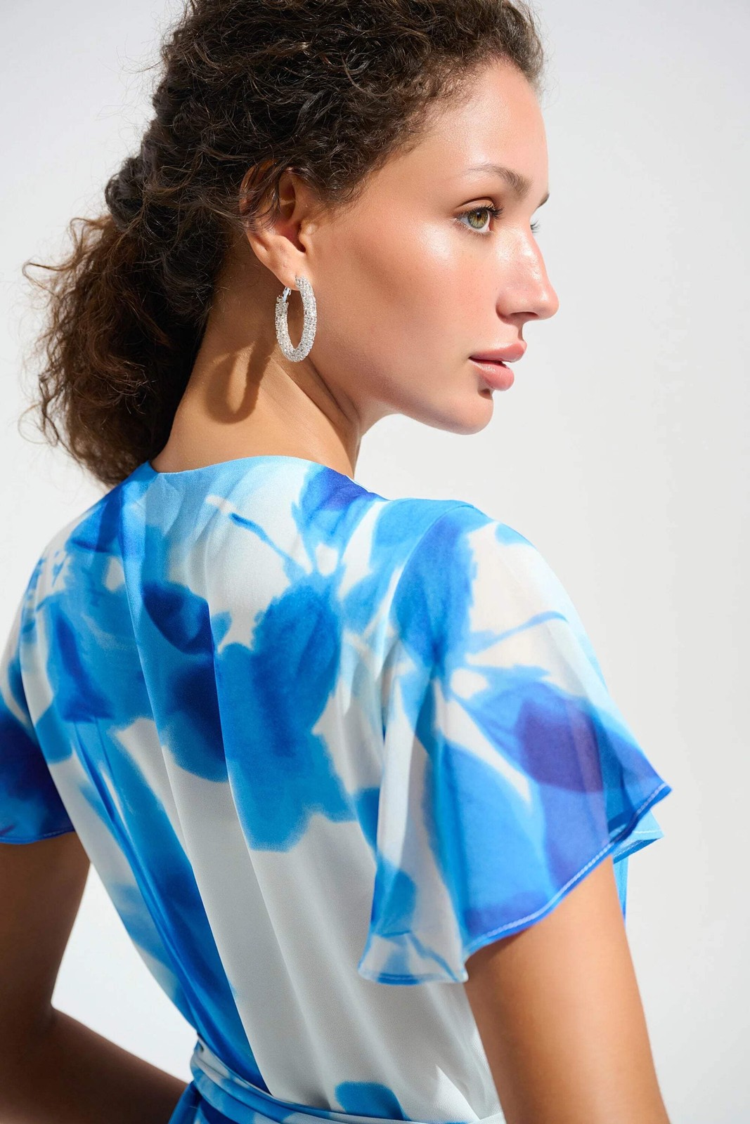 Joseph Ribkoff Printed Chiffon High Low Wrap Dress 261739