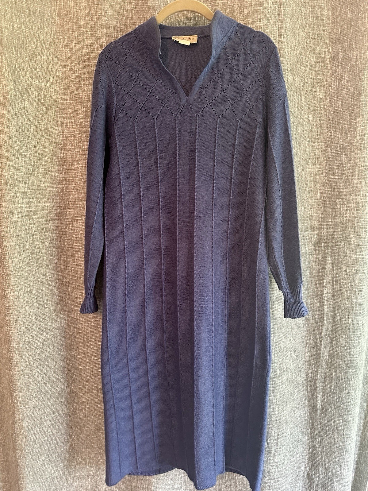 Vintage Schrader Sport Knit Dress Size 12 Blue runs small