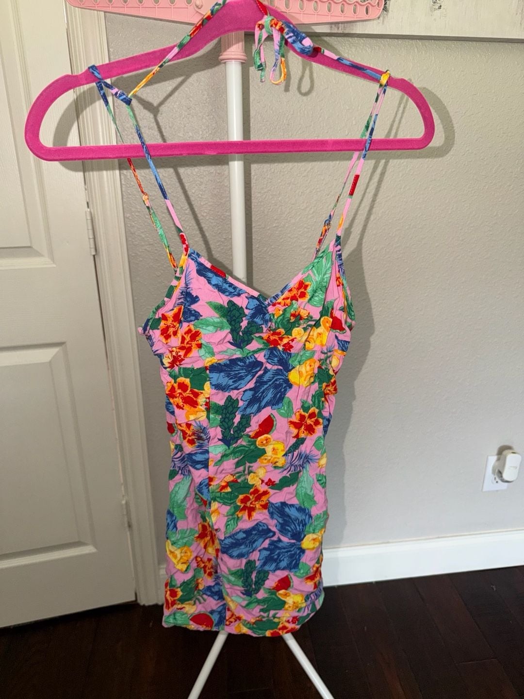 Wild Fable Pink Floral Spaghetti Strap Mini Sun Dress