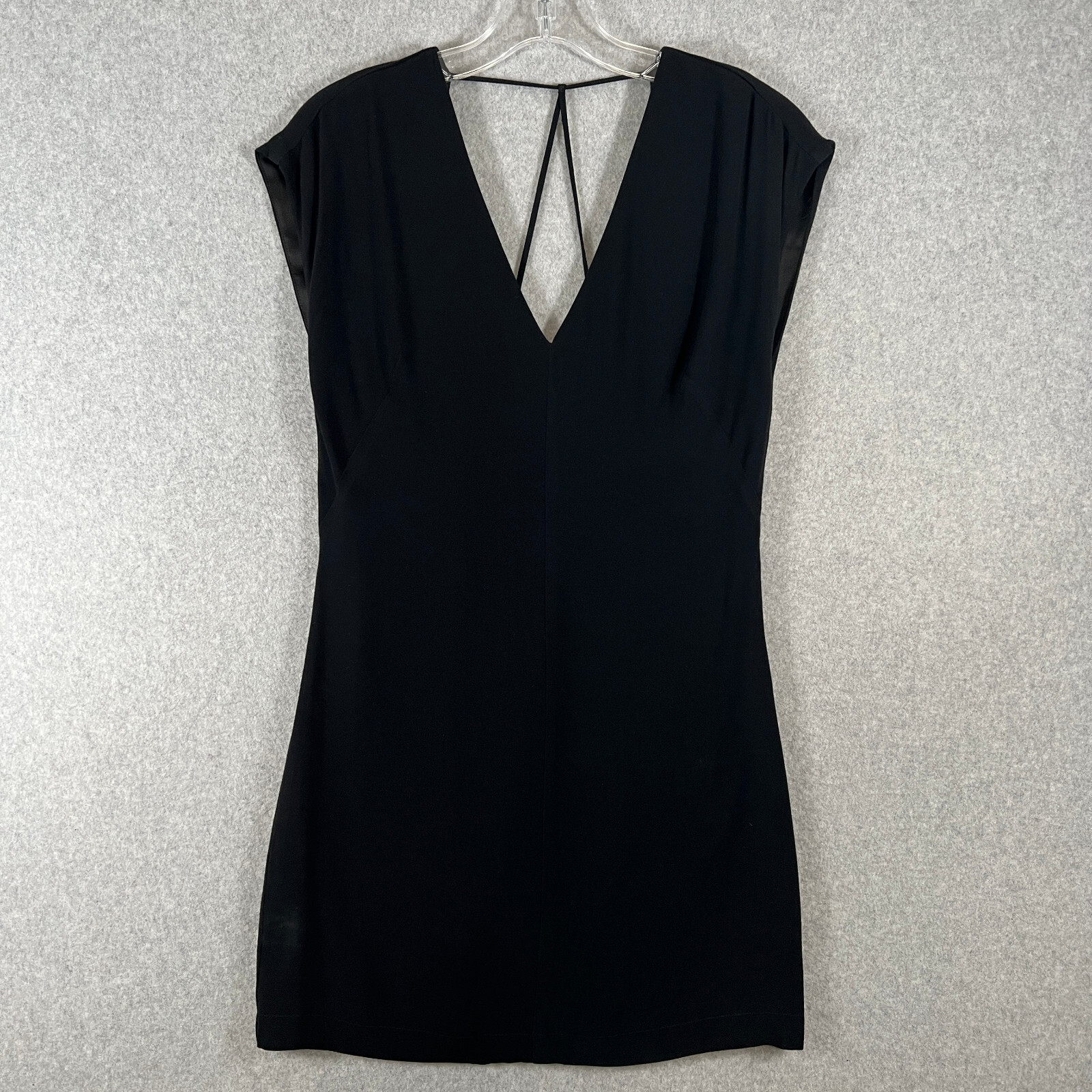Guess Marciano Dress Womens XS Black Drop Shoulder Sleeve Shift Back Zipper FLAW
