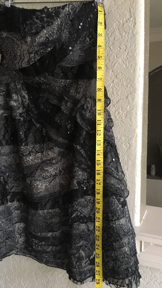 Anthropologie Strapless Dress Black Sequin 0 Tracy Reese Spliced Lace NWT $450