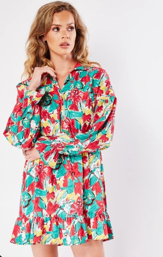 Golden Live size uk 10-12 summer dress multicoloured rouched waist vibrant