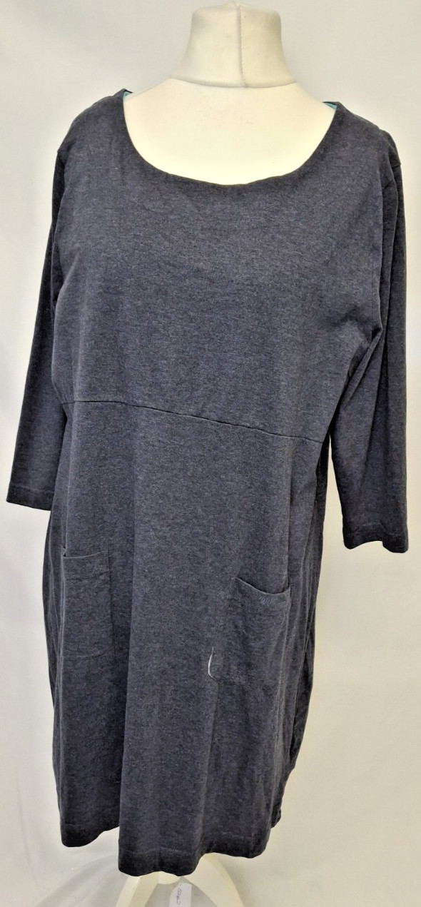 Weird Fish Skater Style T-Shirt Dress With Pockets Dark Grey Size 22 L3049