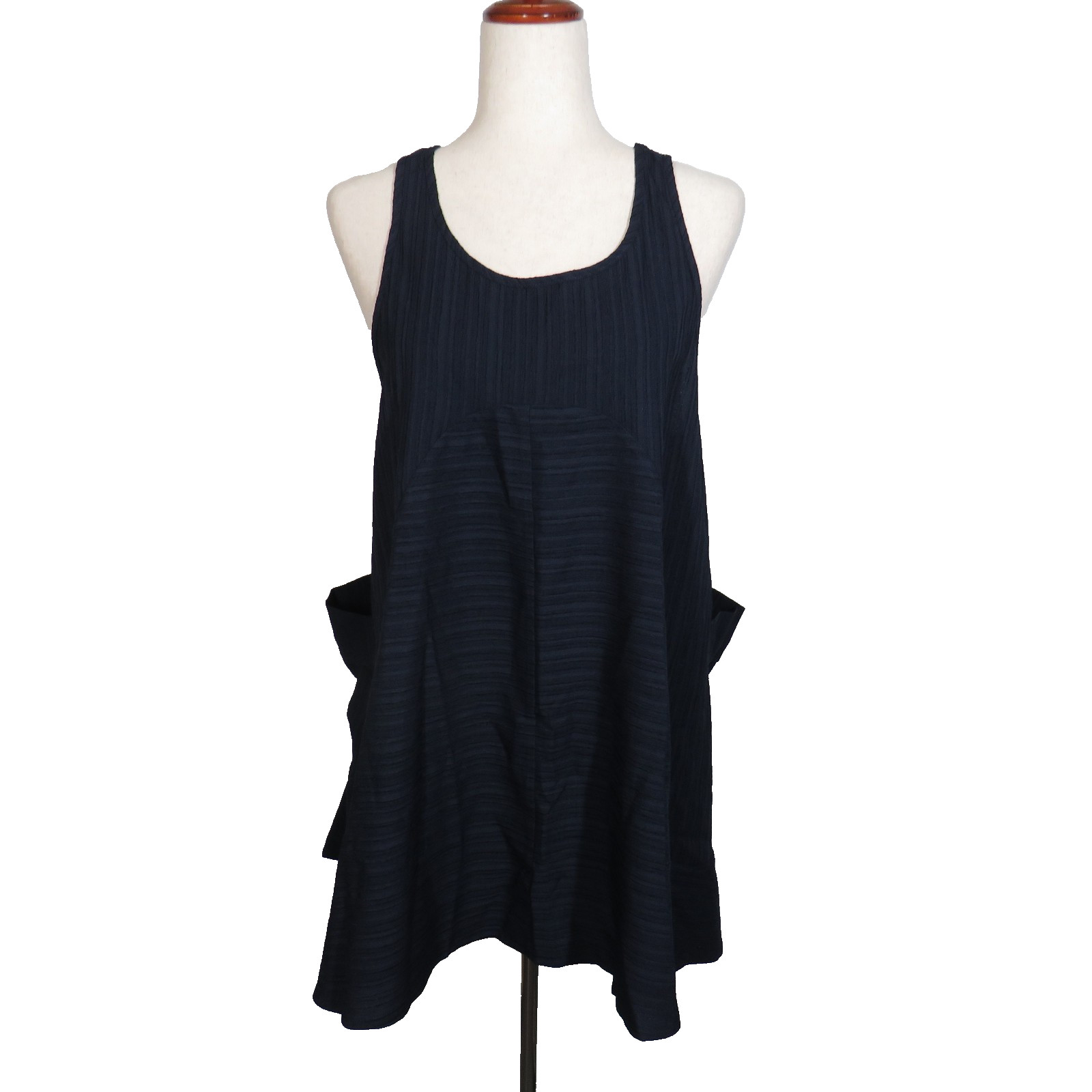 Halara Navy Textured Side Pocket Sleeveless Flowy Tunic Mini Dress Size Small
