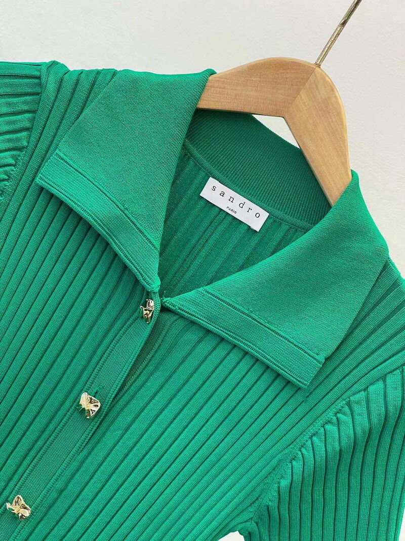 Sandro Black green lapel single-breasted Long dress Dress Women’s Clothing