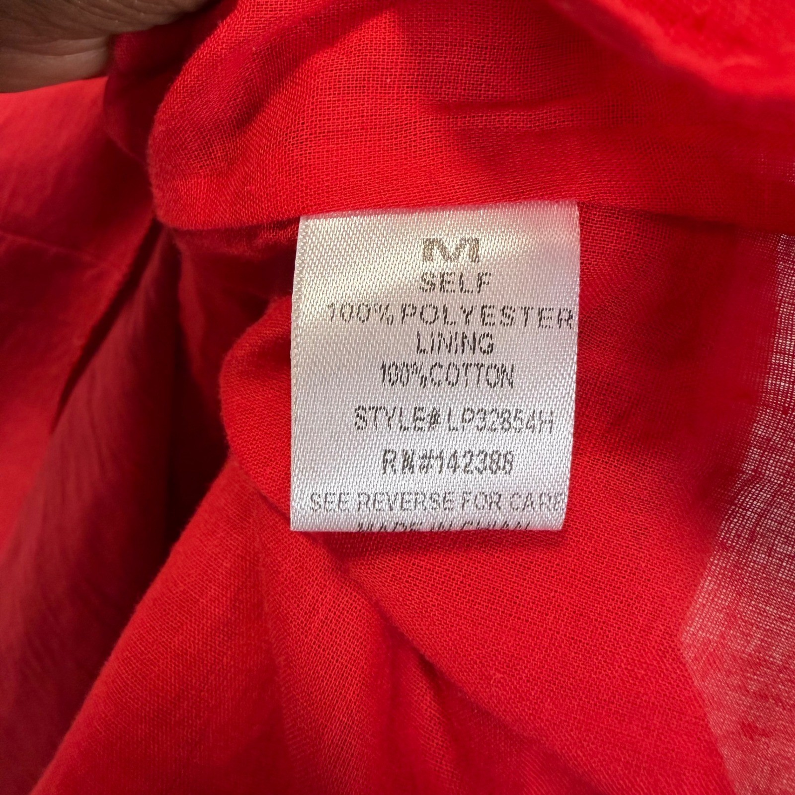 B.Original Red Tie Front Keyhole Midi Dress Ruffle Strap Button Womens M NWT