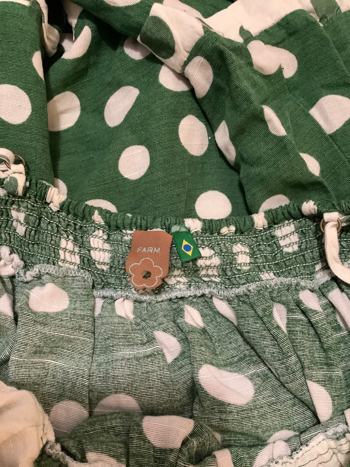 Farm Rio Green and White Polka Dot Maxi Dress Brazil medium