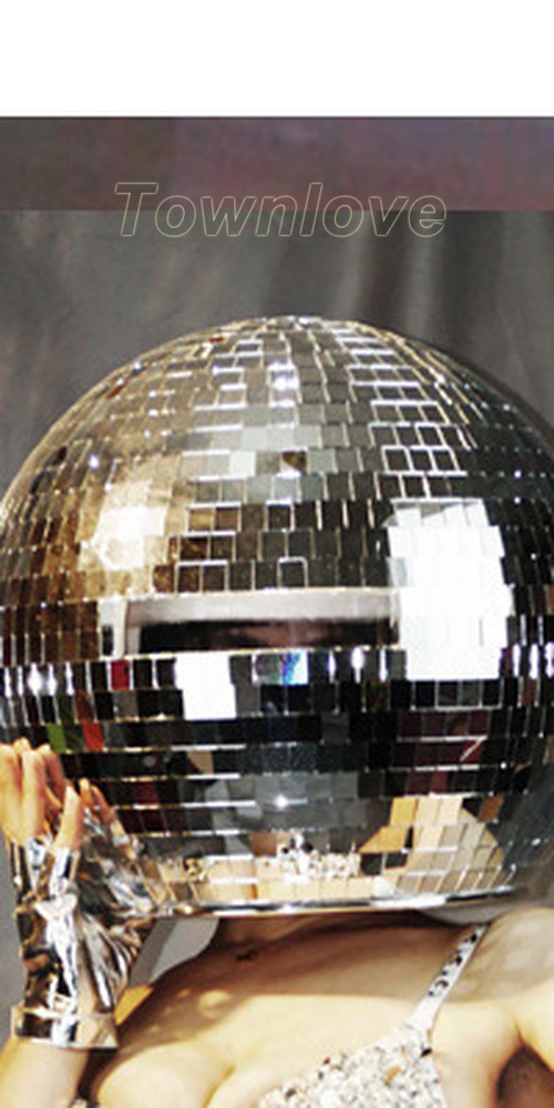 Nightclub DS Female Singer Stage Dance Costume Mirror Ball Helmet Party Wear