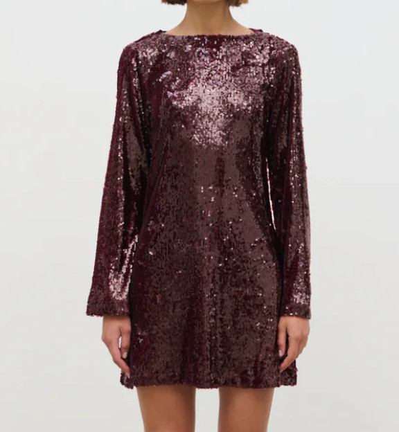 Pretty Lavish Embellished Detachable Bow Back Mini Dress Burgundy US Size 10 NWT