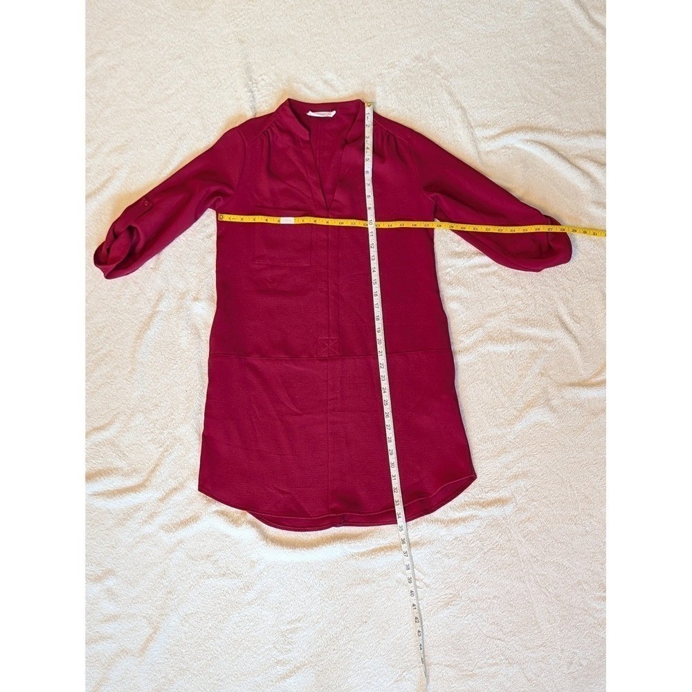 LUSH Split-Neck Cranberry Tunic Shirt Dress w/Pockets Size XS