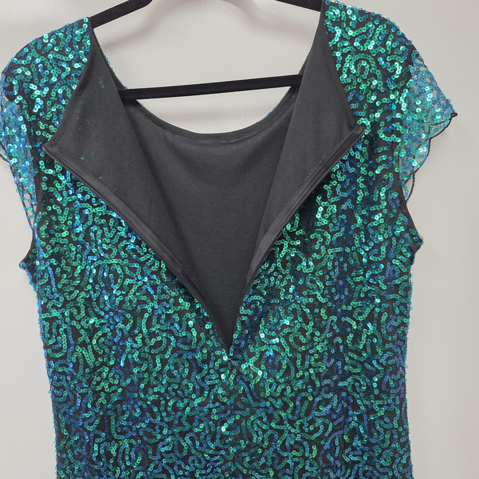 PrettyGuide Dress Womens XL Green Sequin Sheath Mini Short Sleeve Cocktail Party