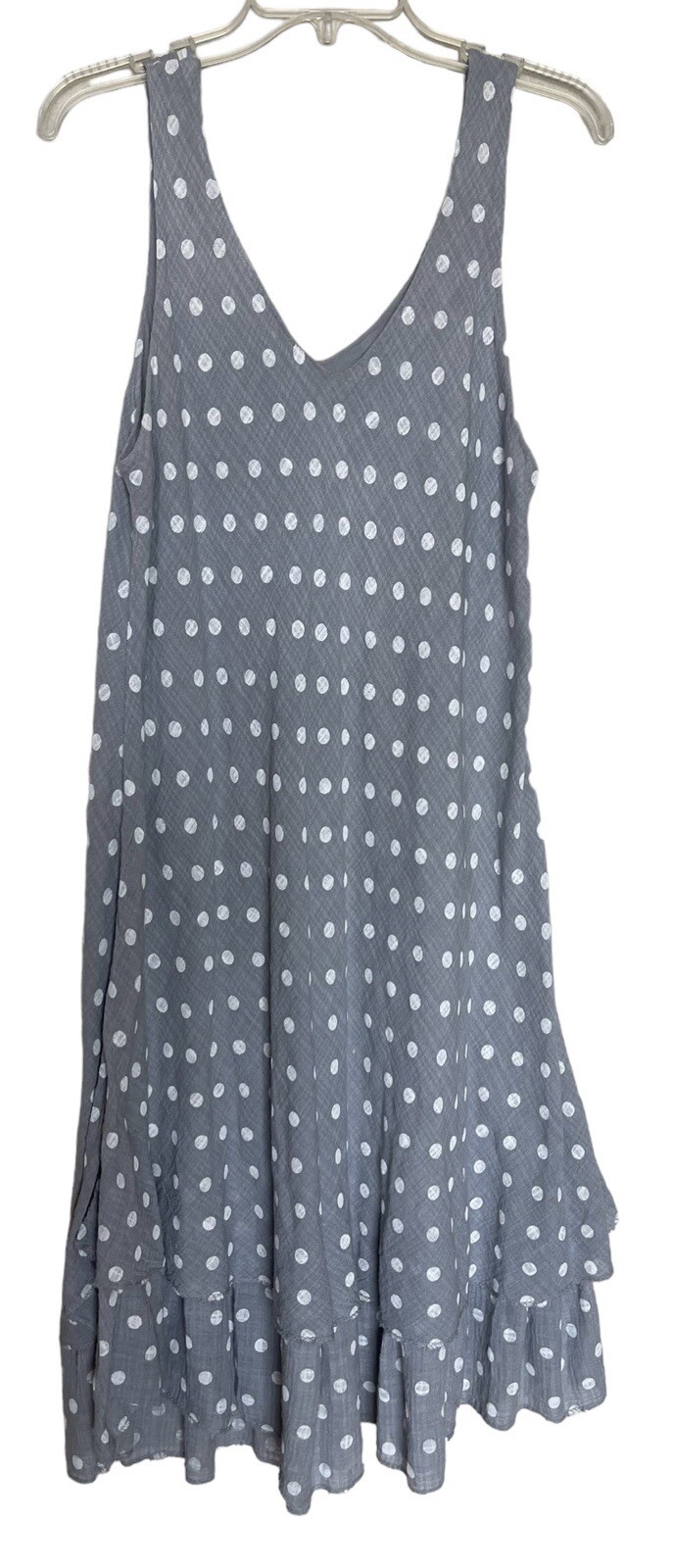 100% Lin Blanc Womens Linen Blend Dress Size 40 Gray White Sleeveless Lagenlook