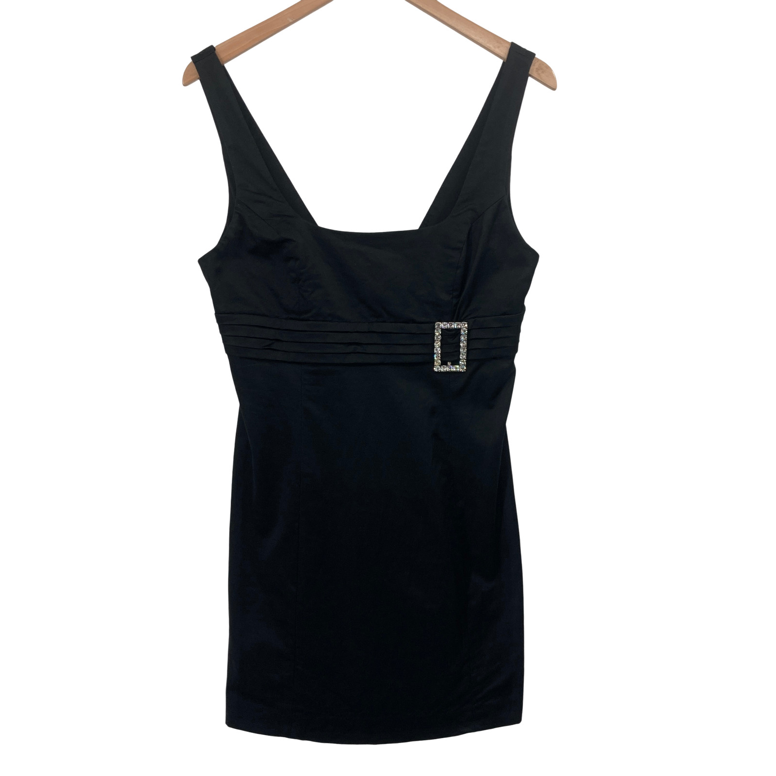 bebe Size M Black Rhinestone Buckle Strapless Mini Dress Women Party Cocktail