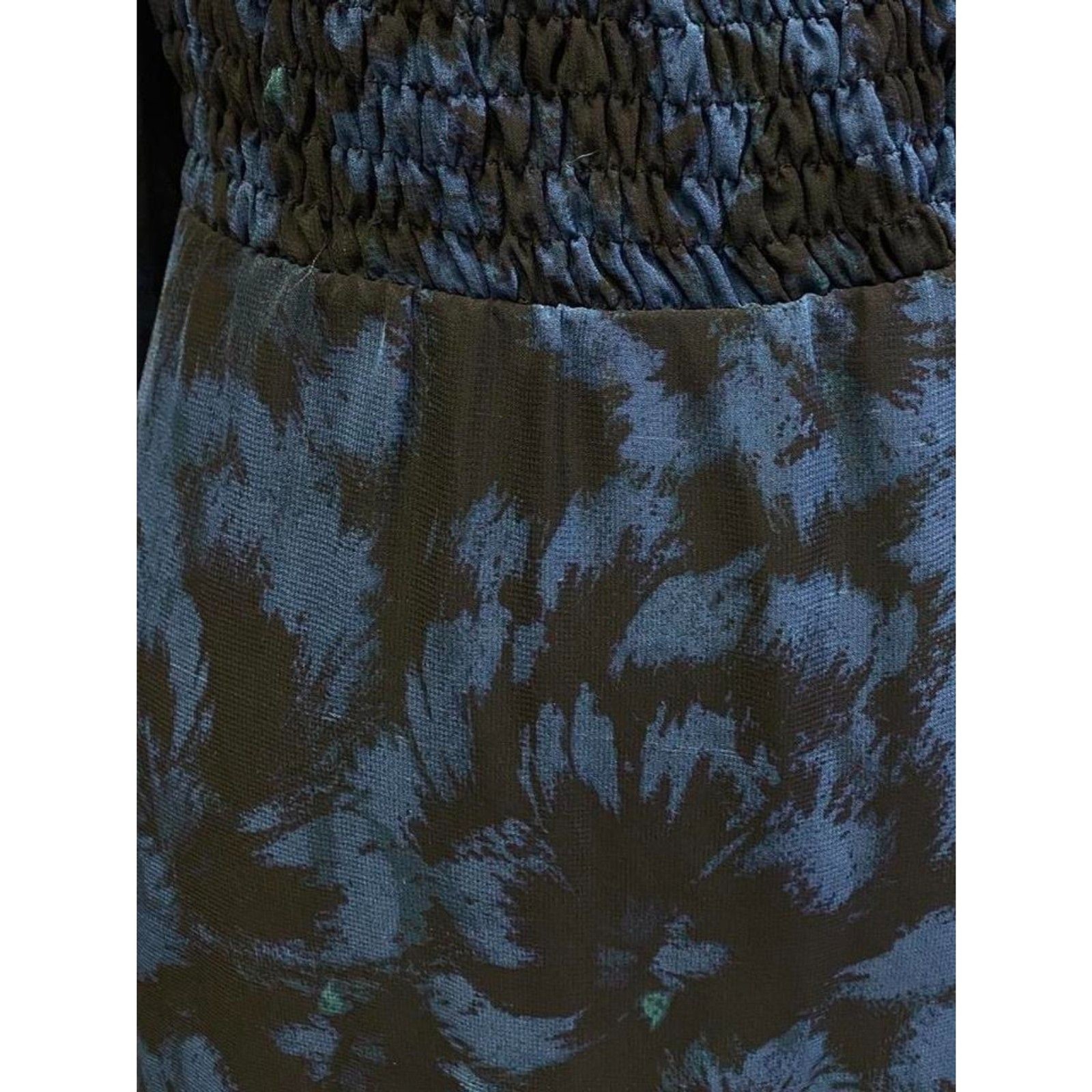 Bohemian Cottagecore Feminine Romantic Black Blue Floral Long Sleeve Maxi Dress
