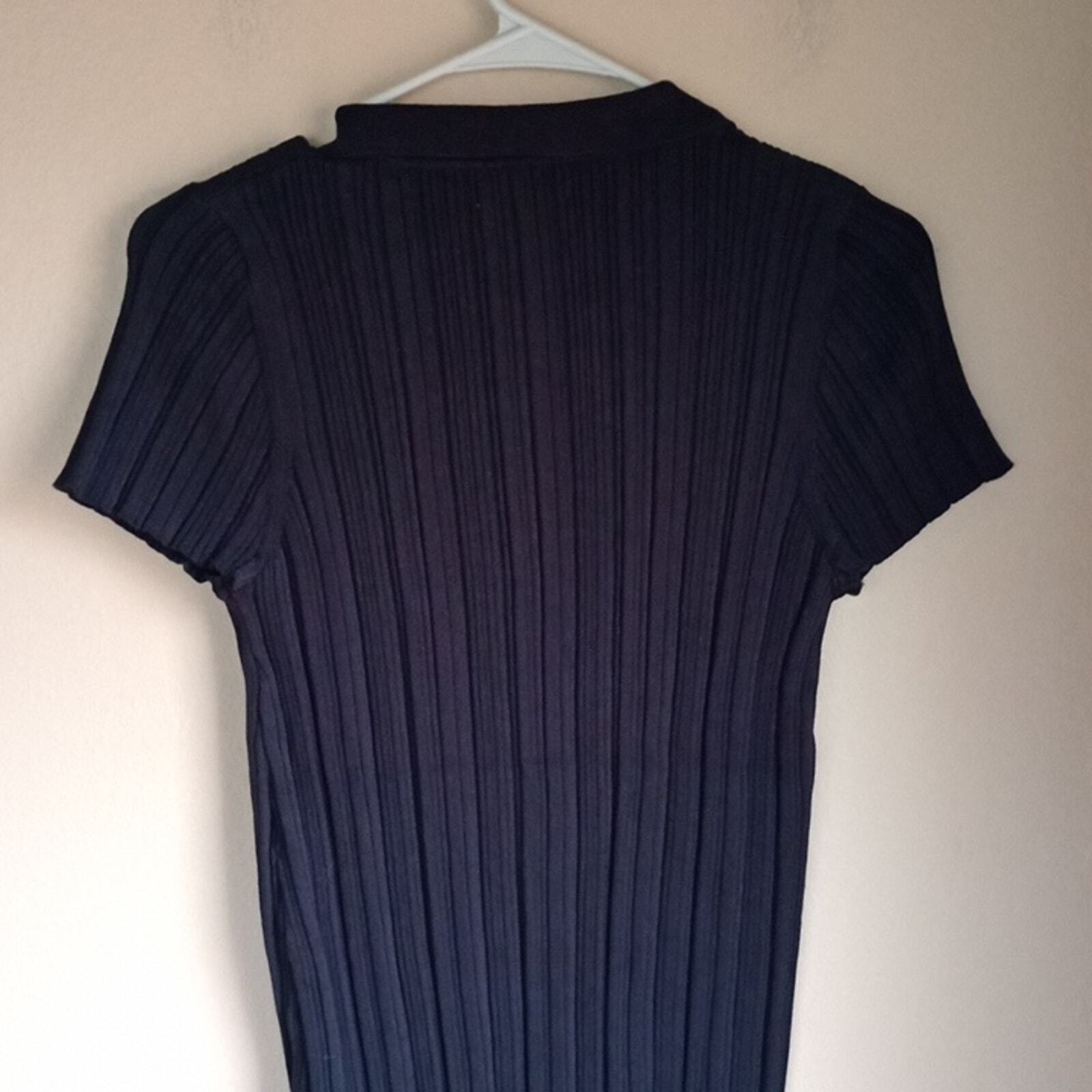 Lita by Ciara mini polo style minimalist dress Ribbed Cotton Size L New Tags