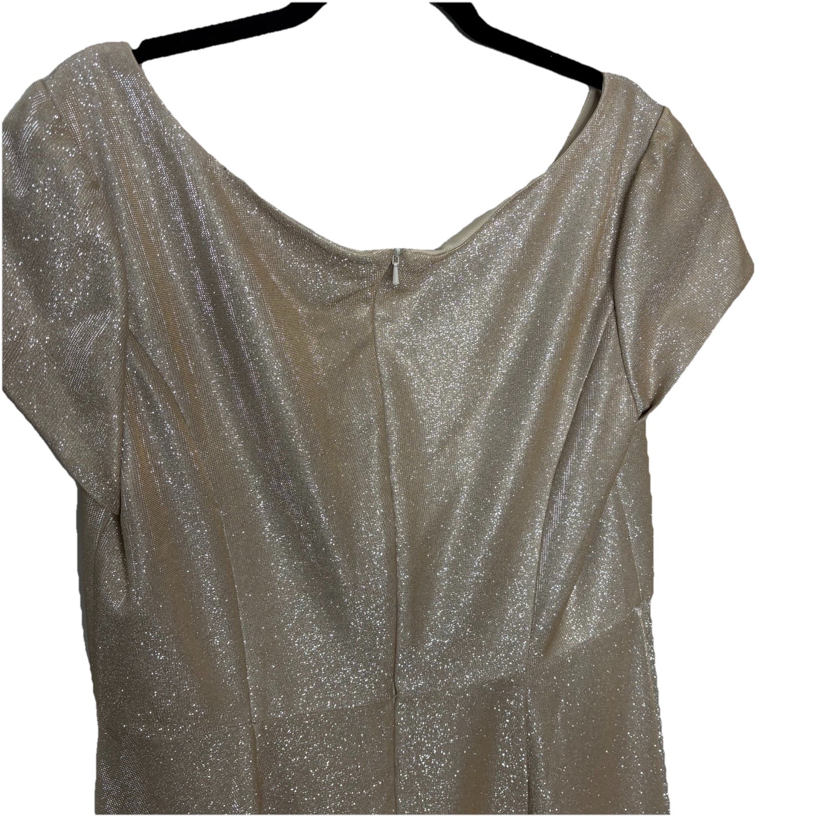 Jules & Cleo Gold Glitter Cap Sleeve Side Split Formal Dress Size 18 Plus Womens