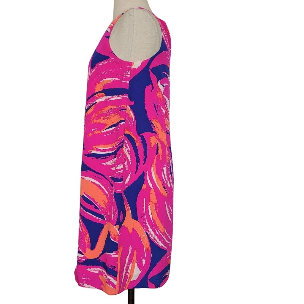 Lilly Pulitzer Jackie Shift Dress Sz XS 100% Silk Bomber Blue Plume Blume 23198